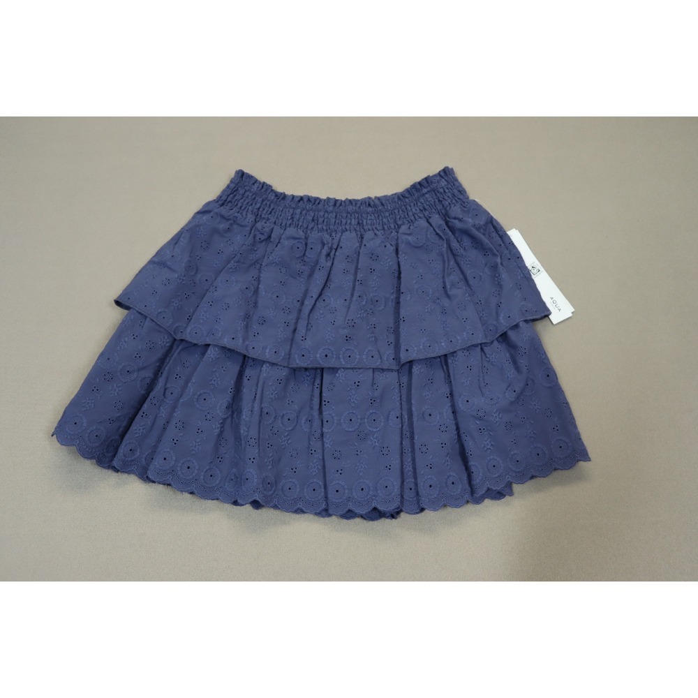 Aqua Girls' Smocked Tiered Eyelet Mini Skirt Size L